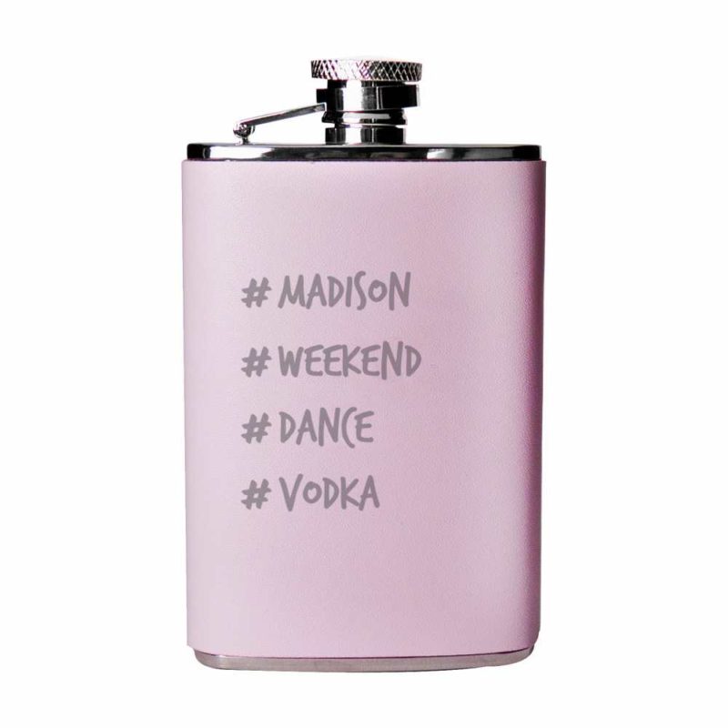 Personalised Hashtag Pastel Pink Hip Flask