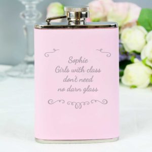 Personalised Pastel Pink Hip Flask