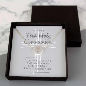 Personalised 1st Holy Communion Necklace and Sentiments Card