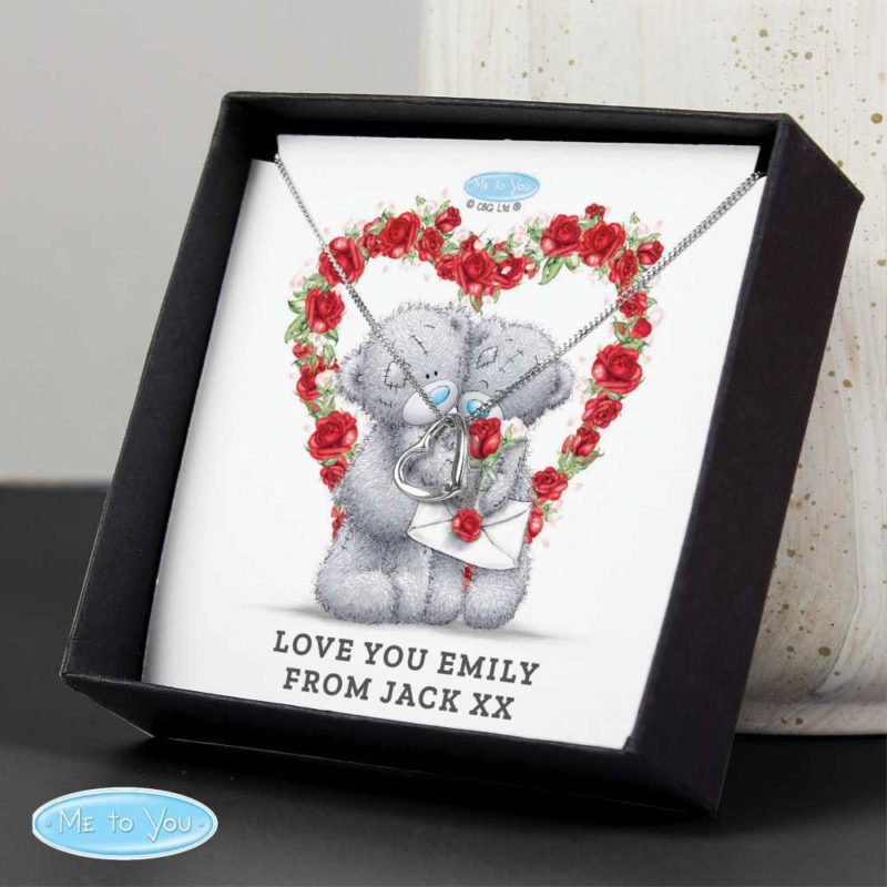 Personalised 'Me to You' Valentine Heart Necklace and Sentiment Box