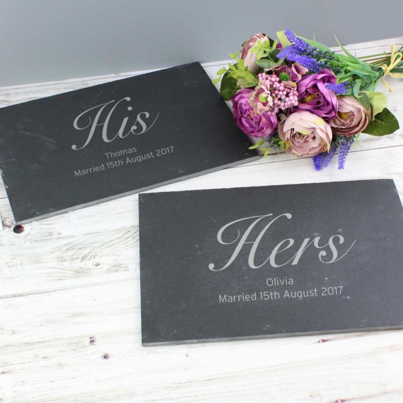 Personalised 'His and Hers' Slate Placemat Set