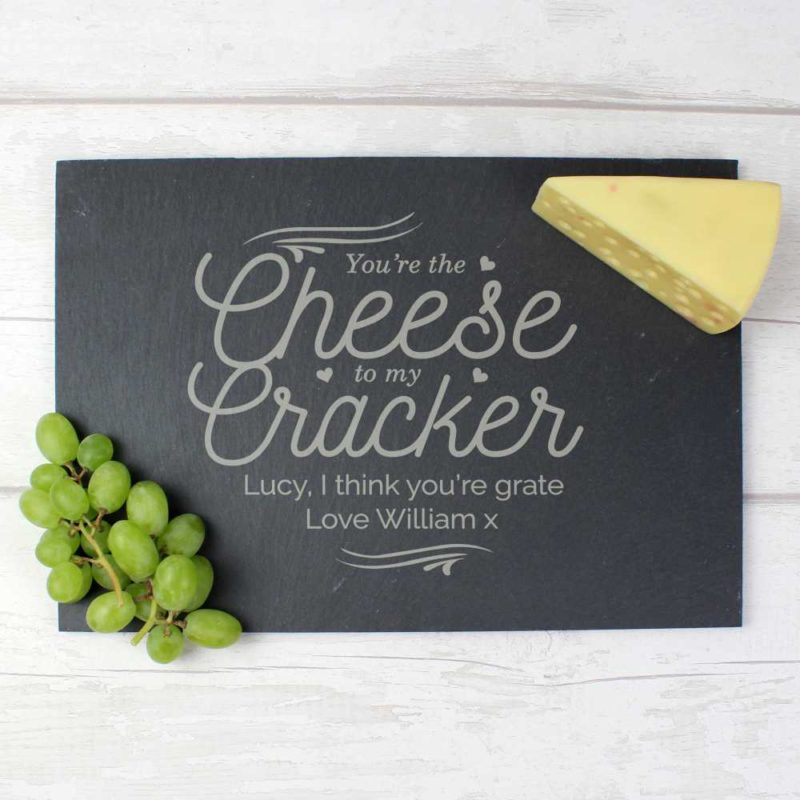 Personalised 'Cheese To My Cracker' Slate Cheeseboard