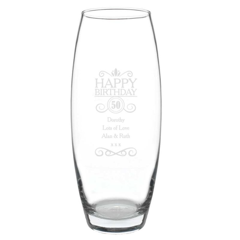 Personalised Happy Birthday Glass Vase