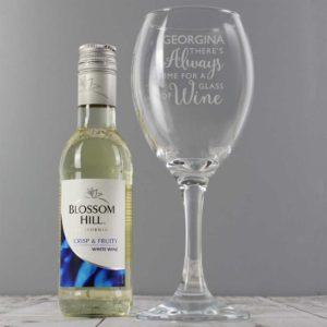 Personalised White Wine & 'Always Time for Wine' Glass Gift Set