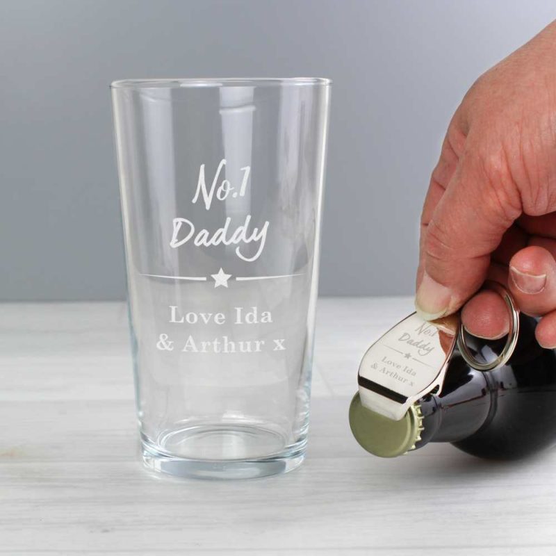 Personalised Pint Glass & Bottle Opener Gift Set