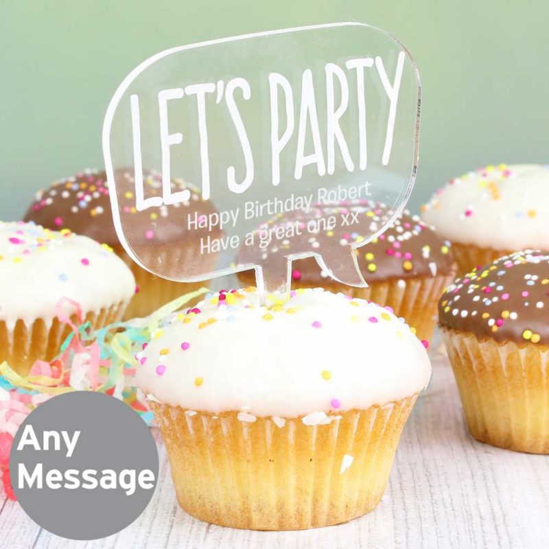 Personalised Acrylic 'Lets Party' Cake Topper