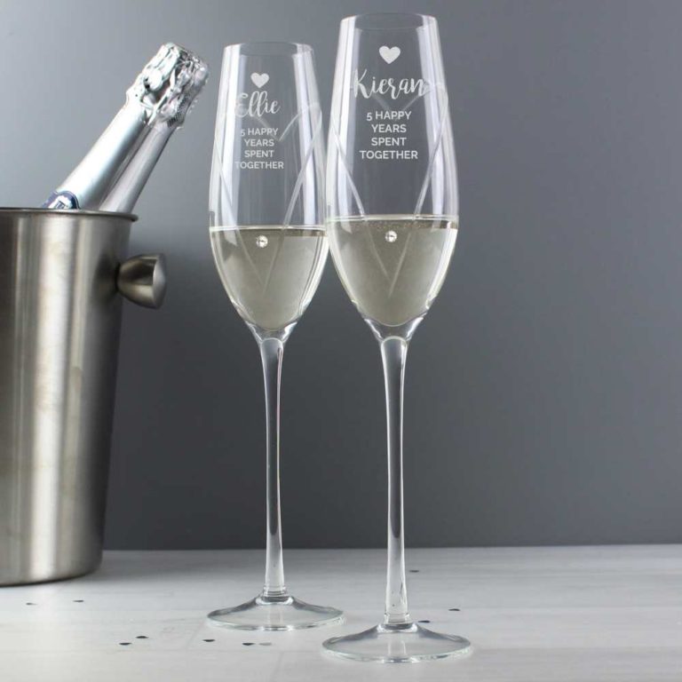 Personalised Champagne Celebration Flutes with Swarovski Elements in Gift Box