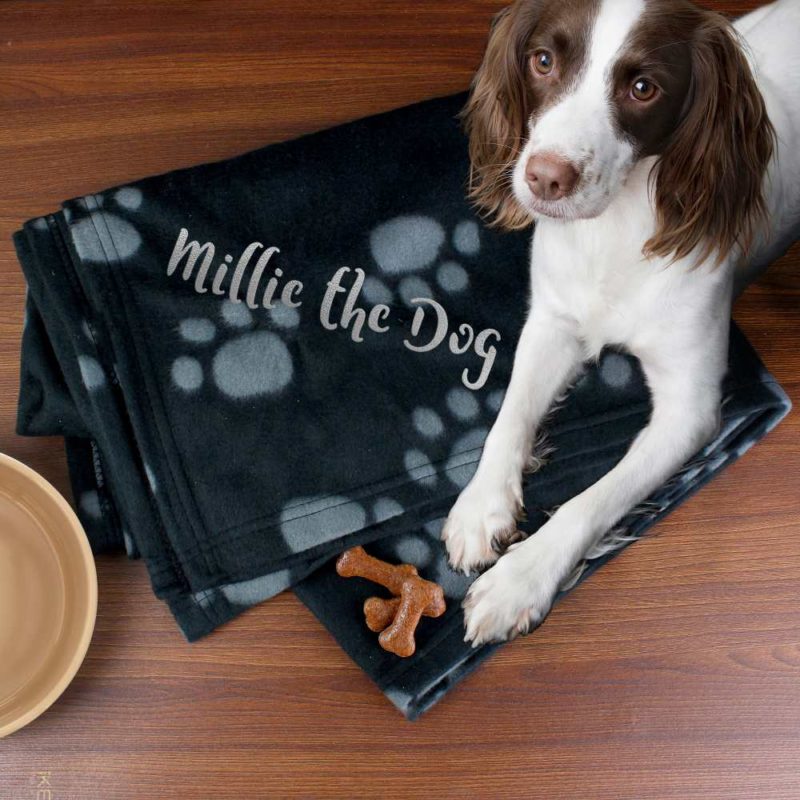 Personalised 'Paw Print' Fleece Dog Blanket