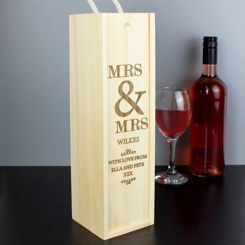 Personalised 'Couples' Wooden Drinks Bottle Box