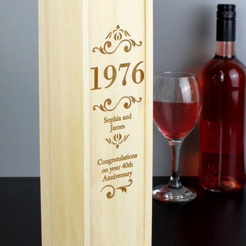 Personalised 'Elegant Number' Wooden Drinks Bottle Box