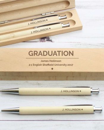 Personalised Classic Wooden Pen and Pencil Box Set