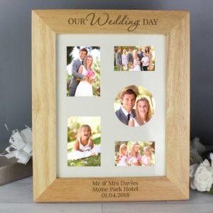 Personalised 10x8 Wooden Photo Frame engraved with Our Wedding Day