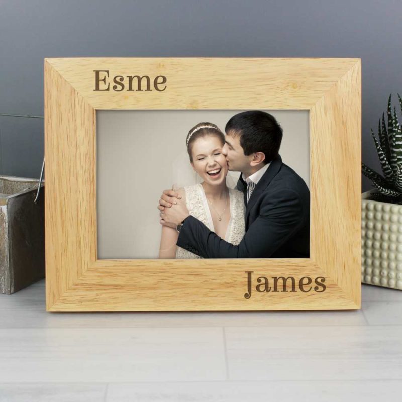 Personalised Couples Oak Finish Photo Frame - 6x4