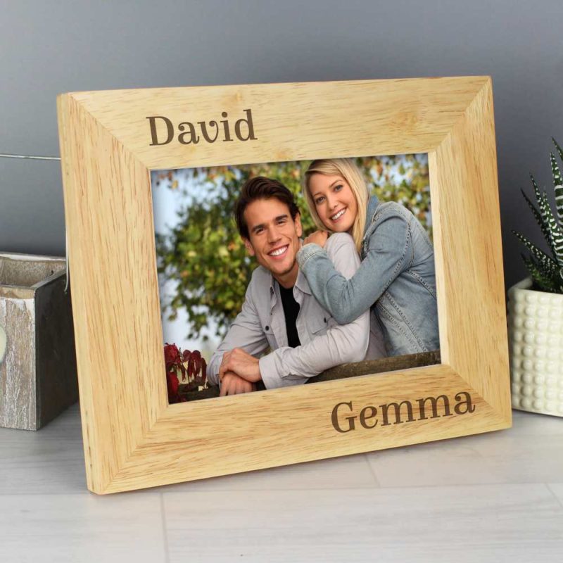 Personalised Couples Oak Finish Photo Frame - 6x4