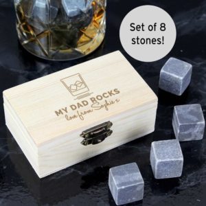Whisky Stones in Personalised Wooden Box