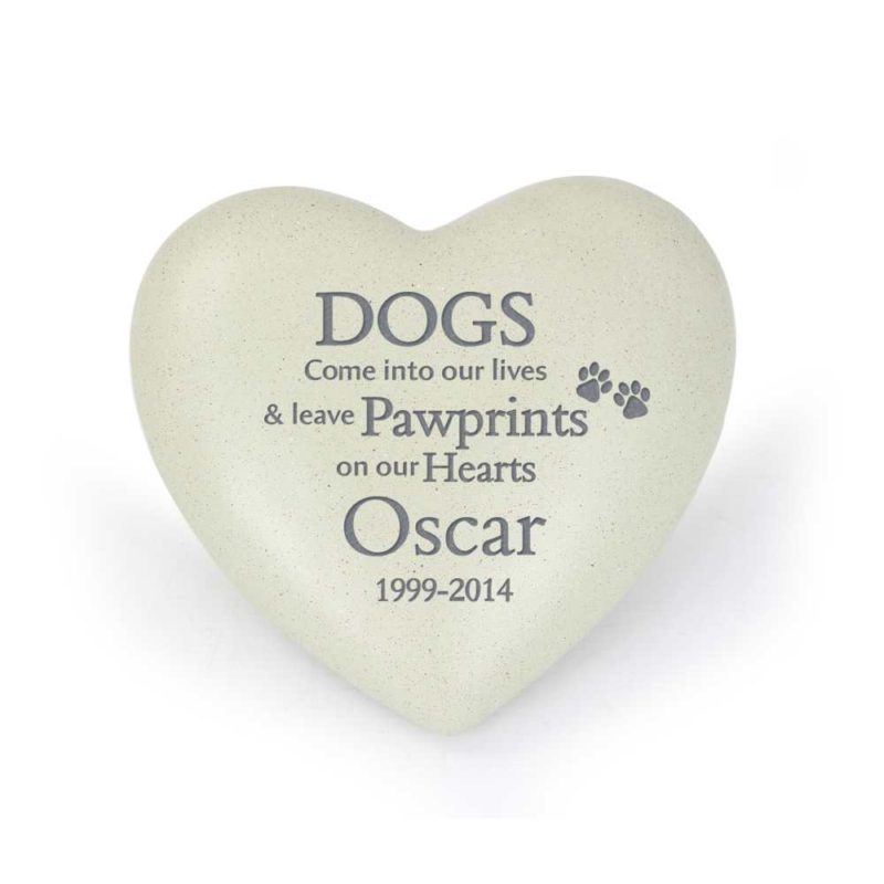 Personalised Dog 'Pawprints' Heart Memorial