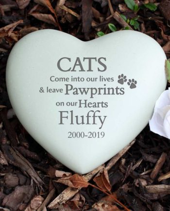 Personalised Cat Pawprints Heart Memorial