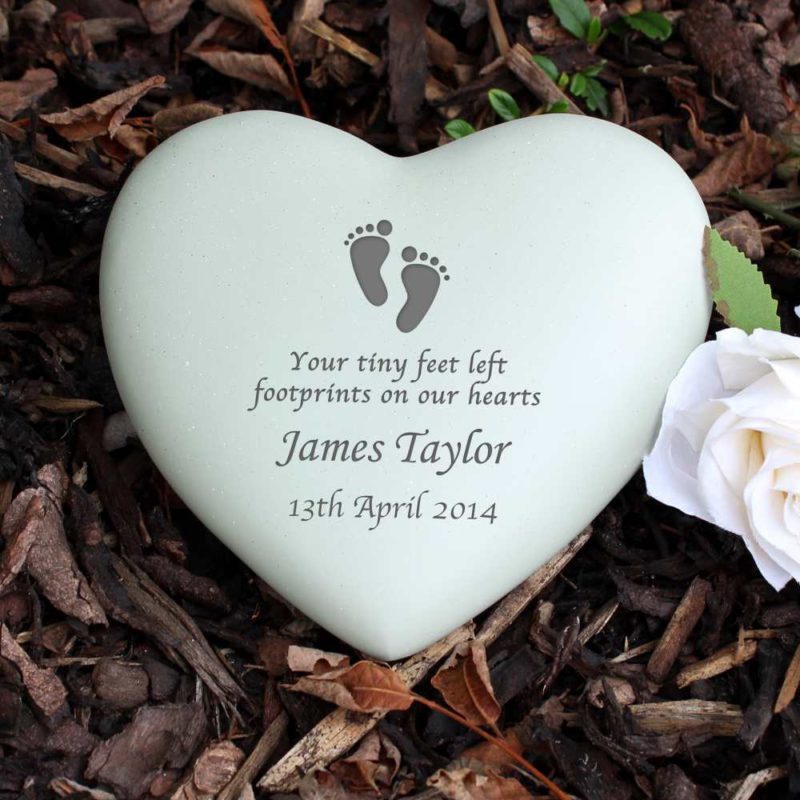 Personalised Tiny Footprints Heart Memorial