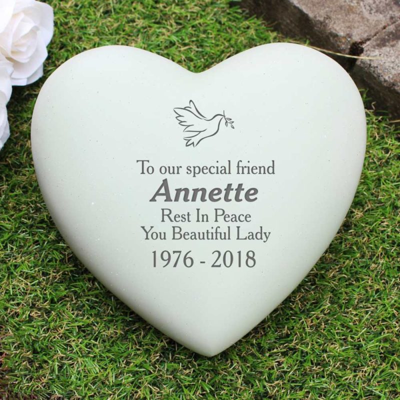 Personalised White Dove Heart Memorial
