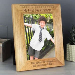 Personalised 'My First Day at School' 7x5 Wooden Photo Frame