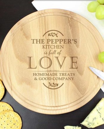 Personalised Full of Love Large Round Chopping Board