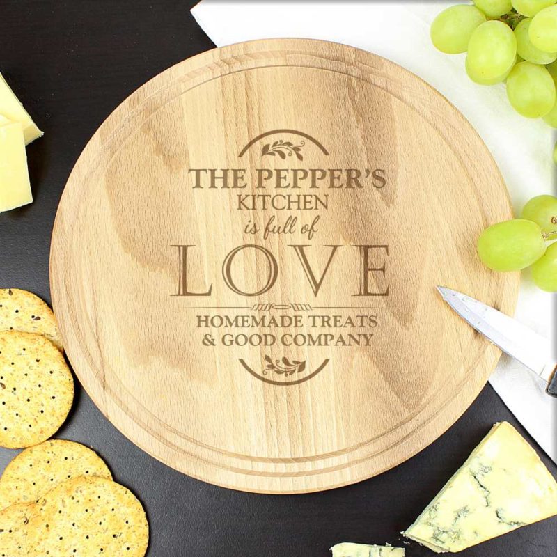 Personalised 'Full of Love' Large Round Chopping Board