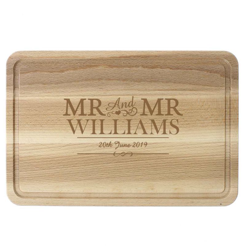 Personalised Mr & Mr Large Wooden Chopping Board