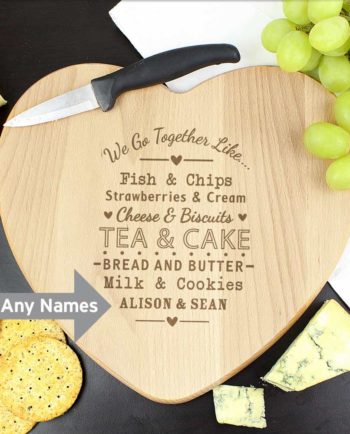 Personalised We Go Together Like... Heart Chopping Board