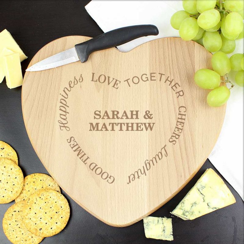Personalised Wooden Heart Shaped Chopping Board