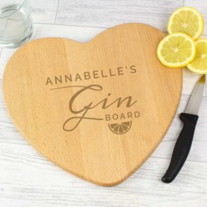 Personalised Gin Heart Chopping Board
