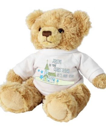 Personalised Blue Church and Stars Teddy Bear
