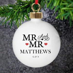 Personalised Mr & Mr Bauble