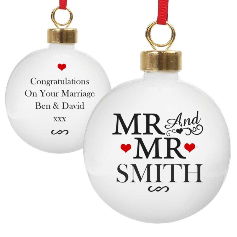Personalised 'Mr & Mr' Christmas Tree Bauble