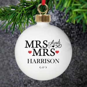 Personalised Mrs & Mrs Bauble