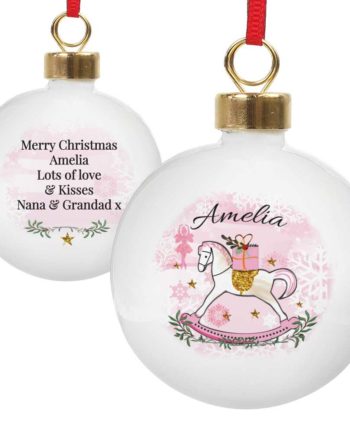 Personalised Pink Rocking Horse Bauble