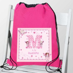 Personalised Initial Fairy Hot Pink P.E Kit Bag