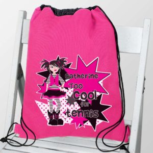 Personalised Girls 'Too Cool For' Hot Pink P.E Kit Bag
