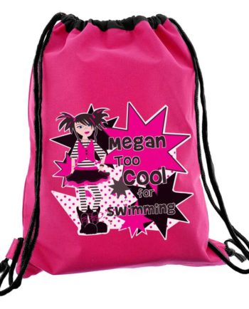 Personalised Girls 'Too Cool For' Hot Pink P.E Kit Bag