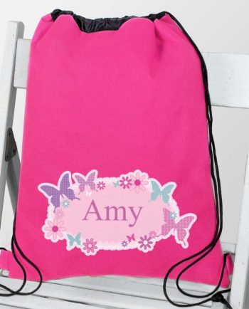 Personalised Hot Pink Butterfly P.E Kit Bag