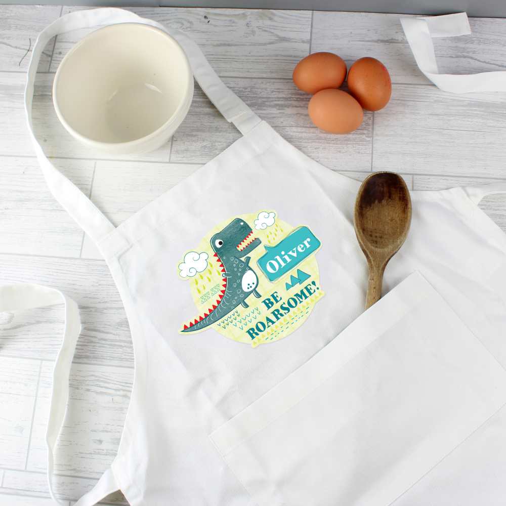 Personalised 'Be Roarsome' Dinosaur Children's Apron Personalised 'Be Roarsome' Dinosaur Children's Apron