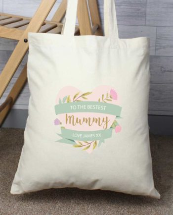 Personalised Floral Heart Mothers Day Cotton Bag
