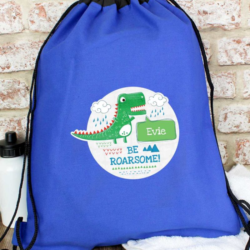 Personalised 'Be Roarsome' Dinosaur P.E Kit Bag