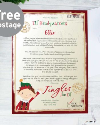 Personalised Elf 'On the Nice List' Surveillance Christmas Letter