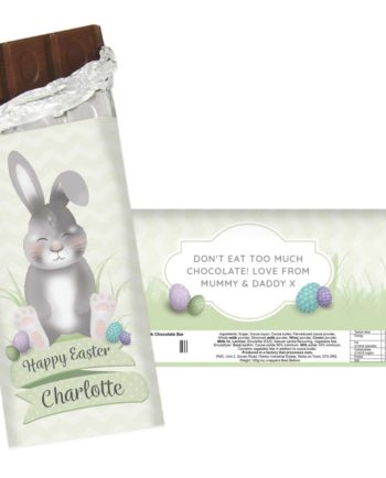 Personalised Grey Easter Bunny Milk Chocolate Bar
