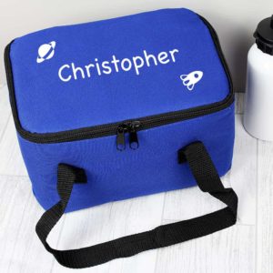 Personalised Spaceship Blue Lunch Bag