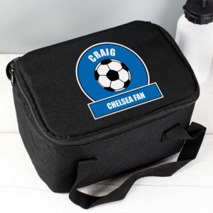 Personalised Royal Blue Football Fan Lunch Bag