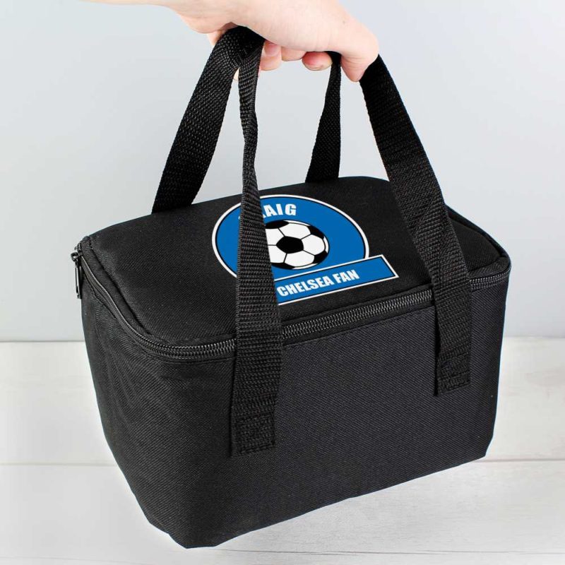 Personalised Royal Blue Football Fan Lunch Bag