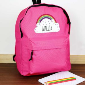 Personalised Rainbow Hot Pink Backpack