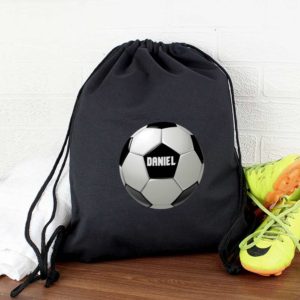 Personalised Football Black P.E Kit Bag