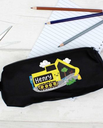 Personalised 'Yellow Digger' Black Pencil Case
